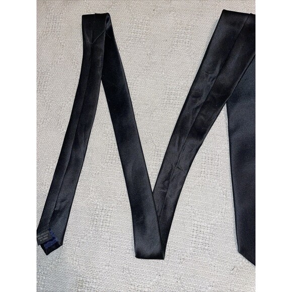 Stacy Adams Men’s Dress Tie Size 57” 4” Solid Black Polyester Business Formal - Picture 6 of 12